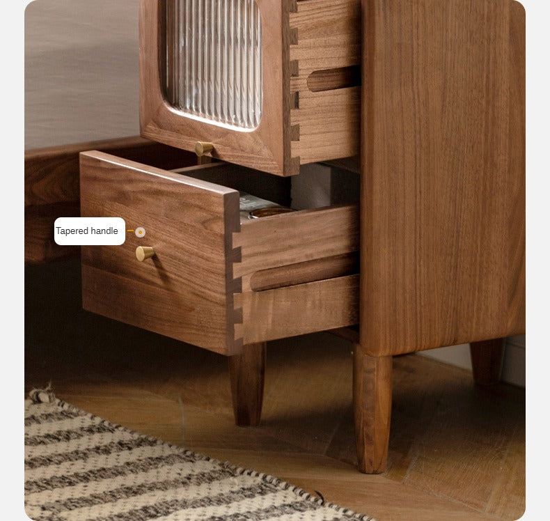 Black Walnut, Calpa Solid Wood Ultra-Narrow Nightstand.