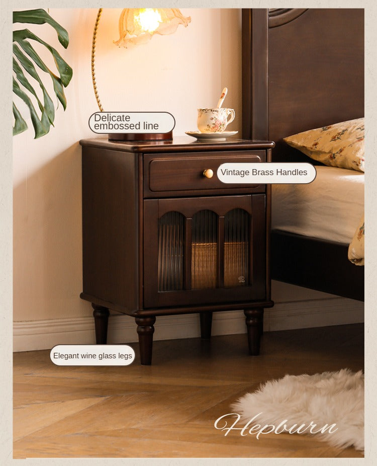 Black Walnut, Poplar Solid Wood American Retro Nightstand