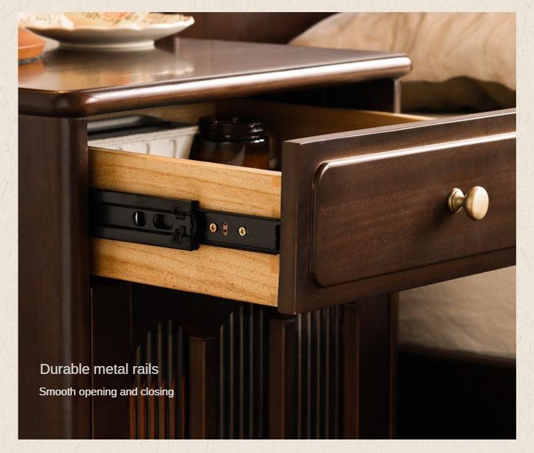 Black Walnut, Poplar Solid Wood American Retro Nightstand