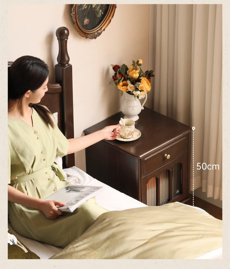 Black Walnut, Poplar Solid Wood American Retro Nightstand