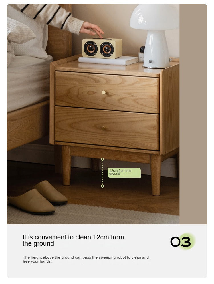 Ash Solid Wood Modern Nightstand.
