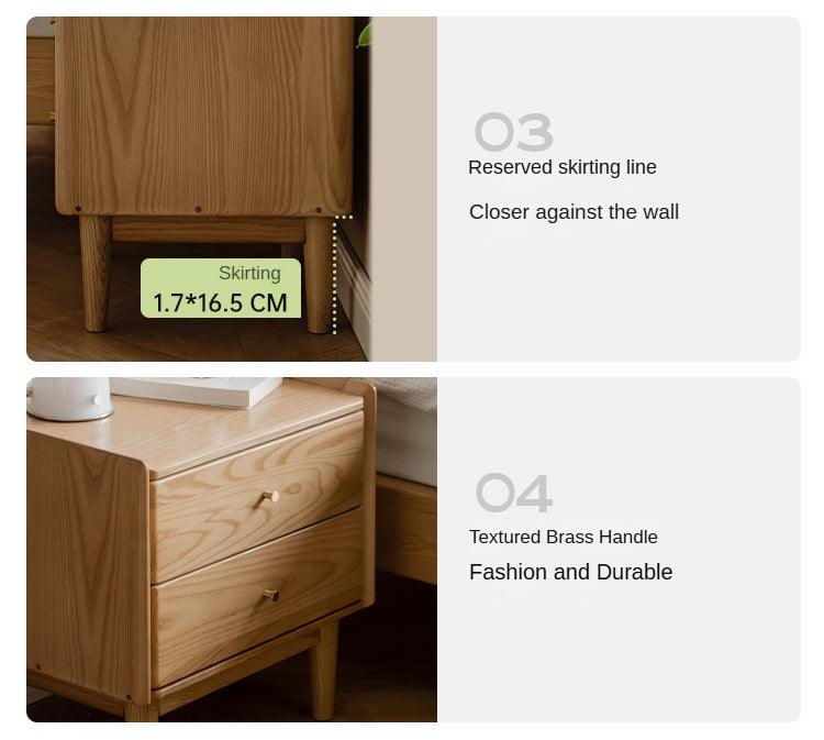 Ash Solid Wood Modern Nightstand.