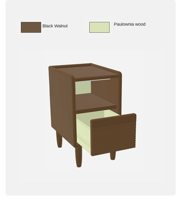 Black Walnut Solid Wood Nightstand Narrow Night Light.