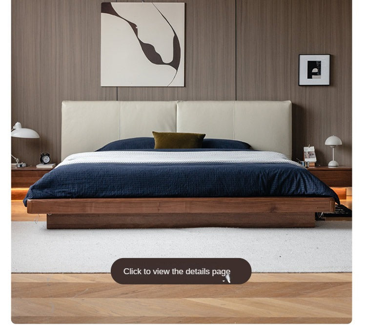 Black Walnut Solid Wood Nightstand With Light Drawer