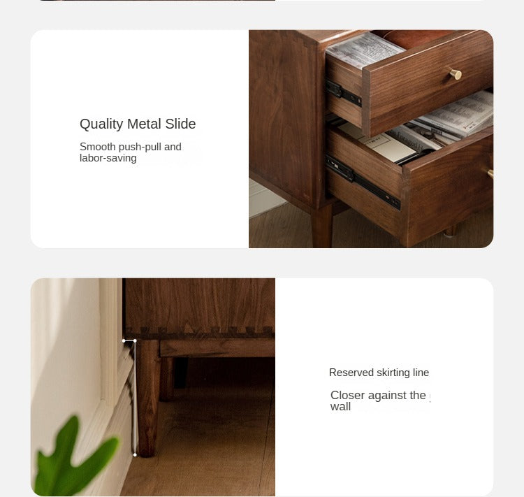Black Walnut Solid Wood Nightstand.