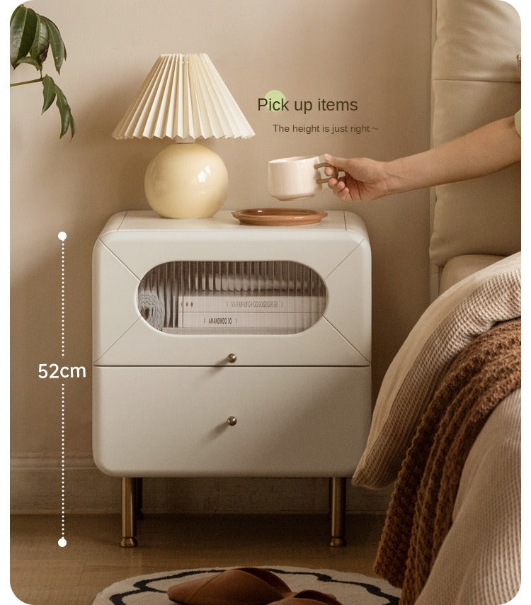 Poplar Solid Wood Nightstand Touch Light