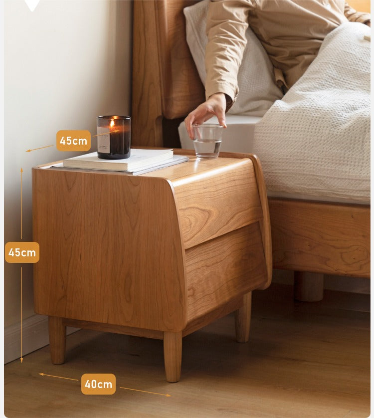 Cherry Wood Waves Nightstand.