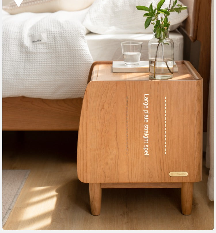 Cherry Wood Waves Nightstand.