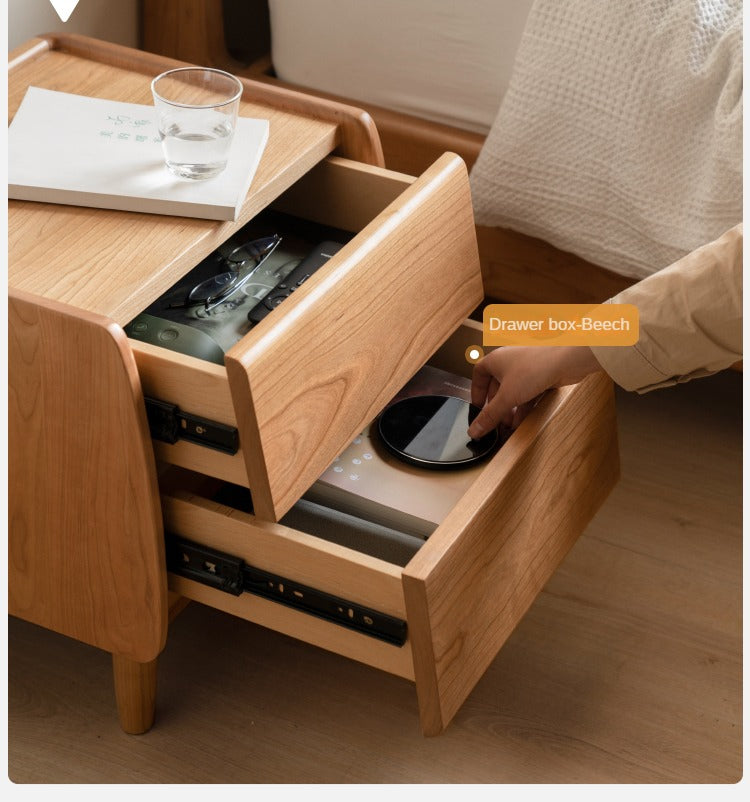 Cherry Wood Waves Nightstand.
