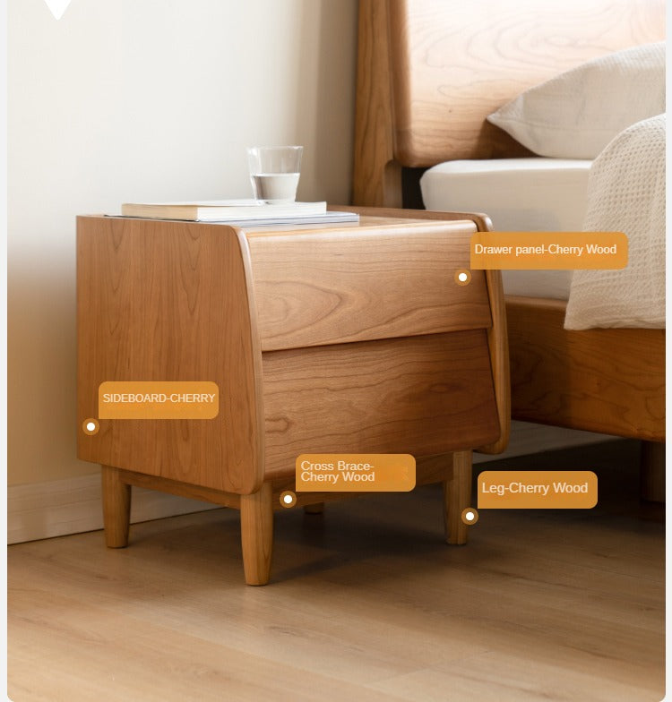 Cherry Wood Waves Nightstand.