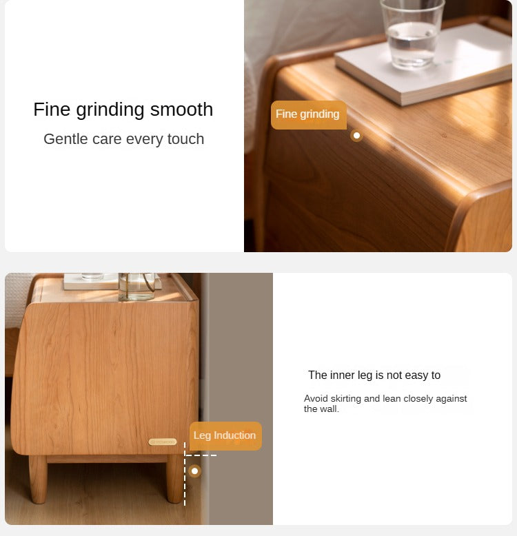 Cherry Wood Waves Nightstand