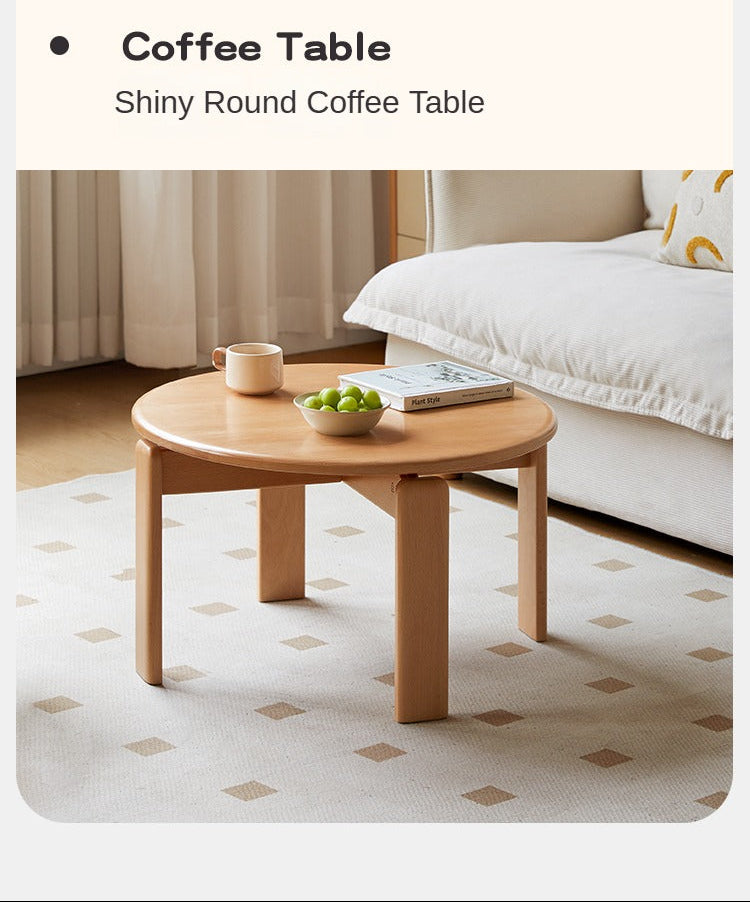Beech Solid Wood Modern European Round Coffee Table
