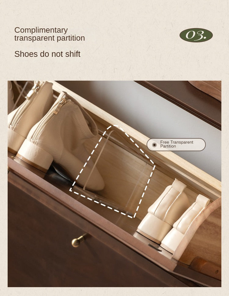 Solid Rubberwood, Poplar Solid Wood American Retro Narrow Shoe Cabinet Door Entrance Cabinet