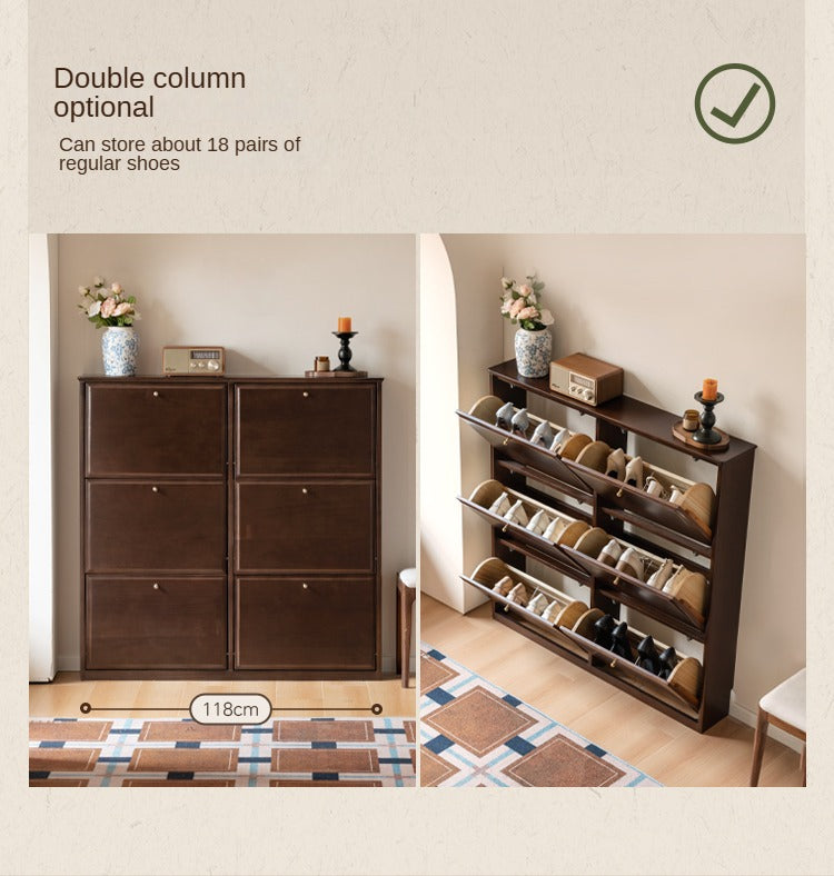 Solid Rubberwood, Poplar Solid Wood American Retro Narrow Shoe Cabinet Door Entrance Cabinet