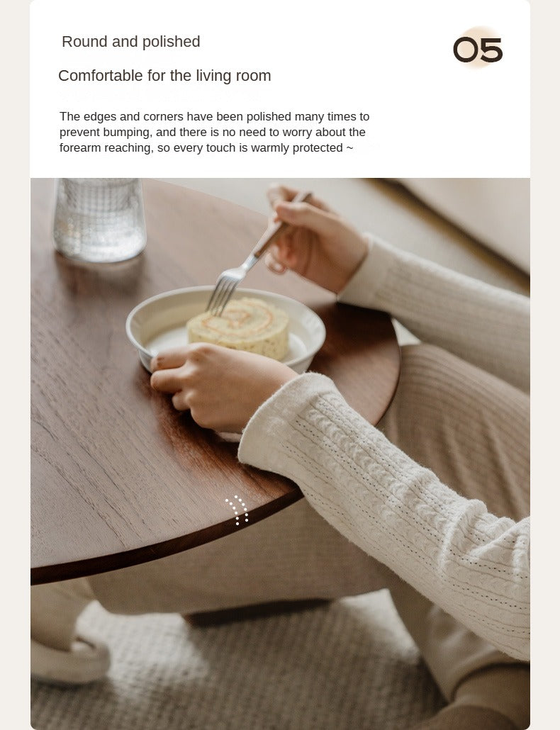 Black Walnut, Sandalwood Solid Wood Slate Round Tea Coffee Table