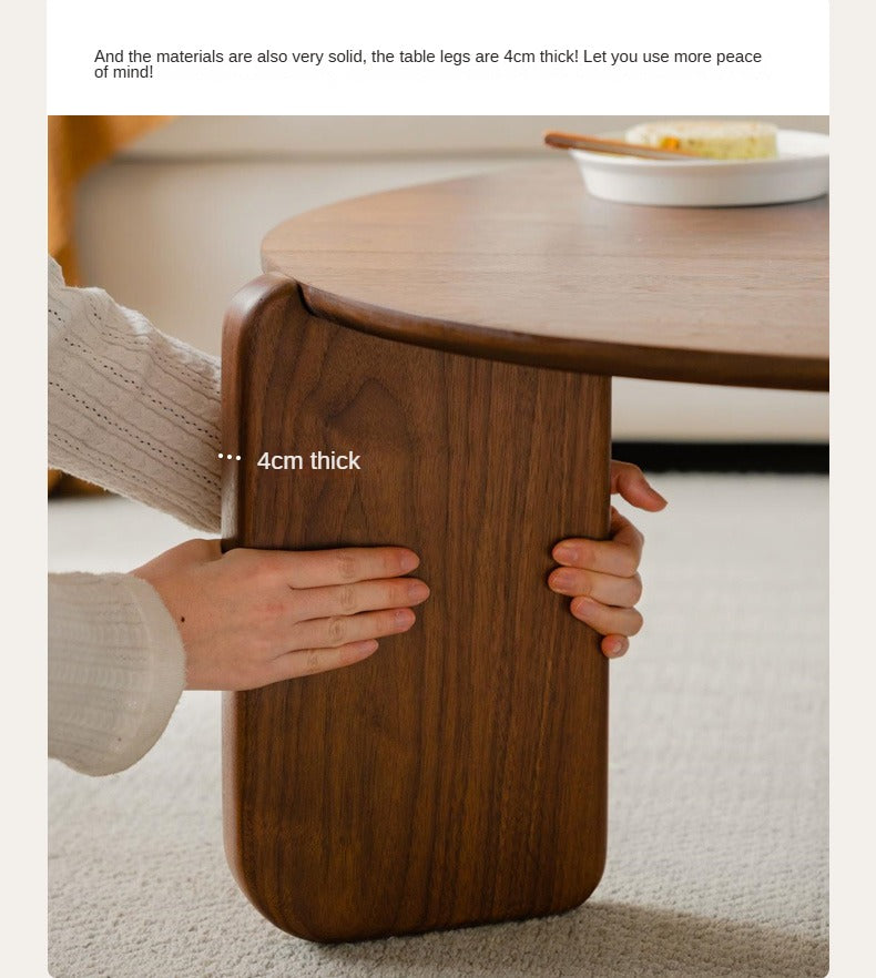 Black Walnut, Sandalwood Solid Wood Slate Round Coffee Table