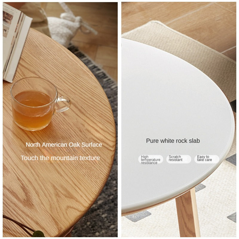 Oak, Beech Solid Wood Round Coffee Table