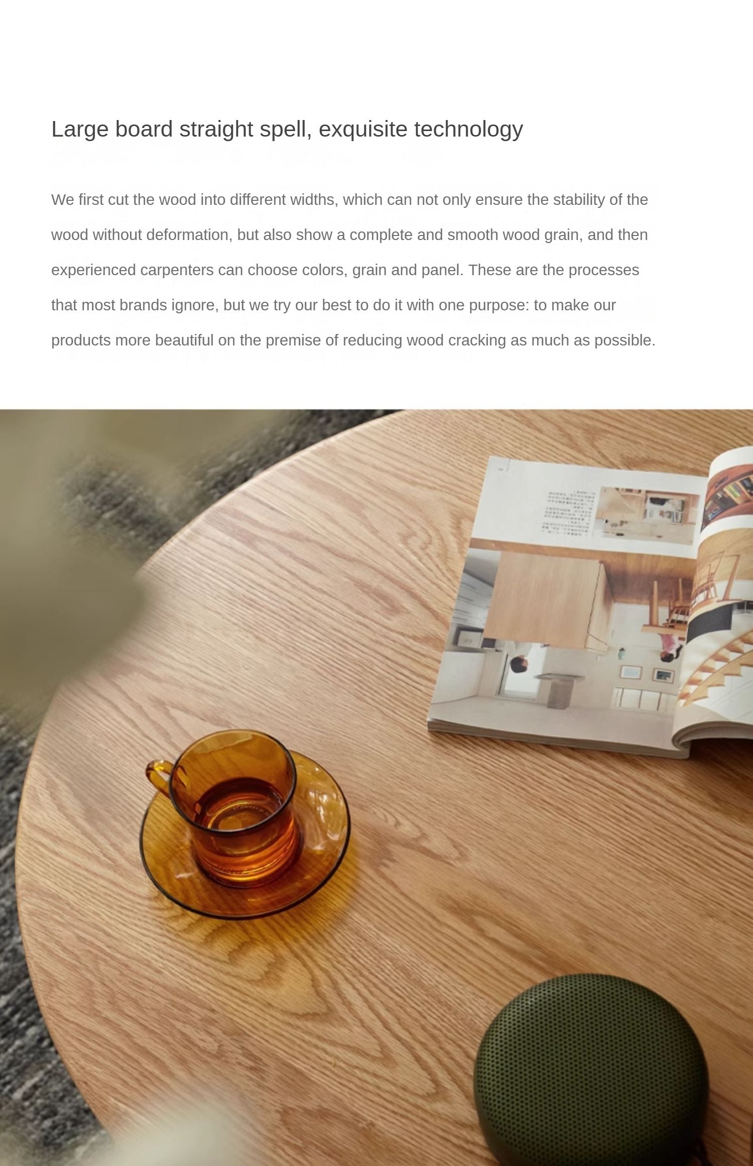 Oak, Beech Solid Wood Round Coffee Table