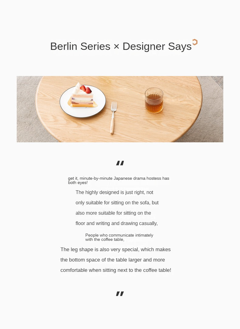 Oak, Beech Solid Wood Round Coffee Table