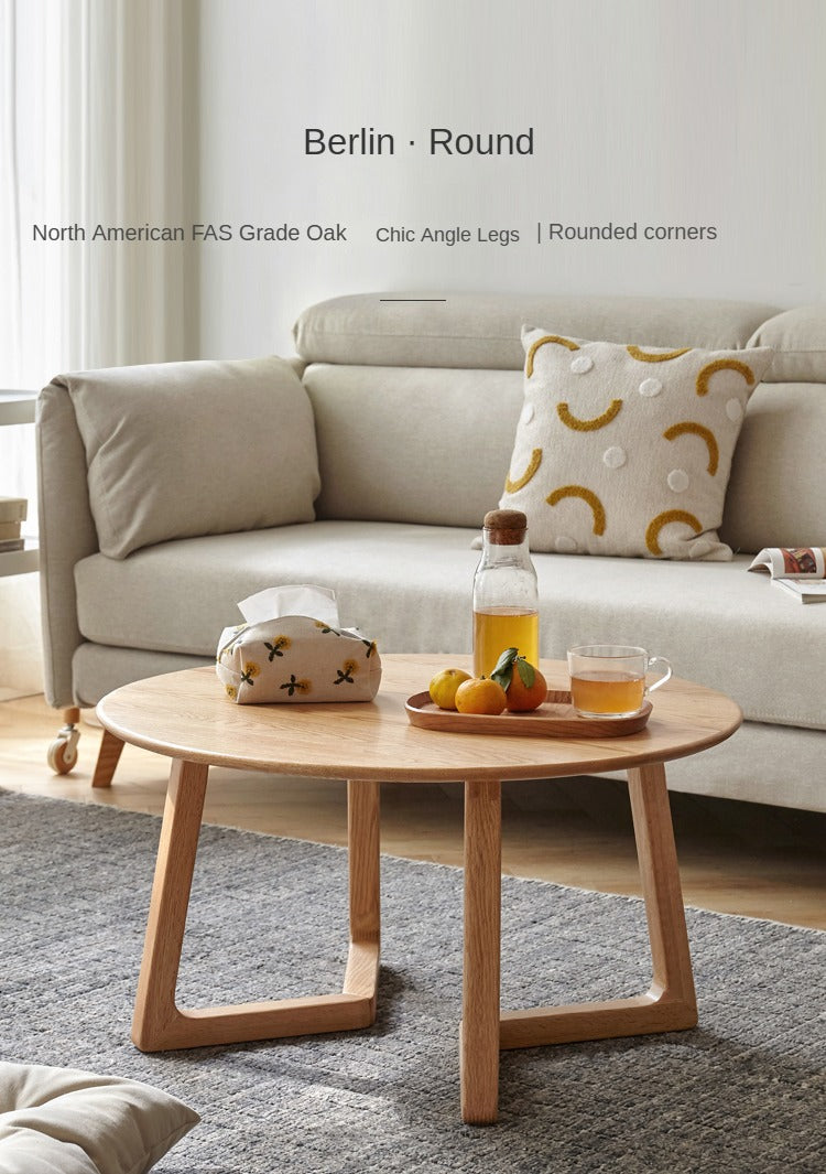 Oak, Beech Solid Wood Round Coffee Table