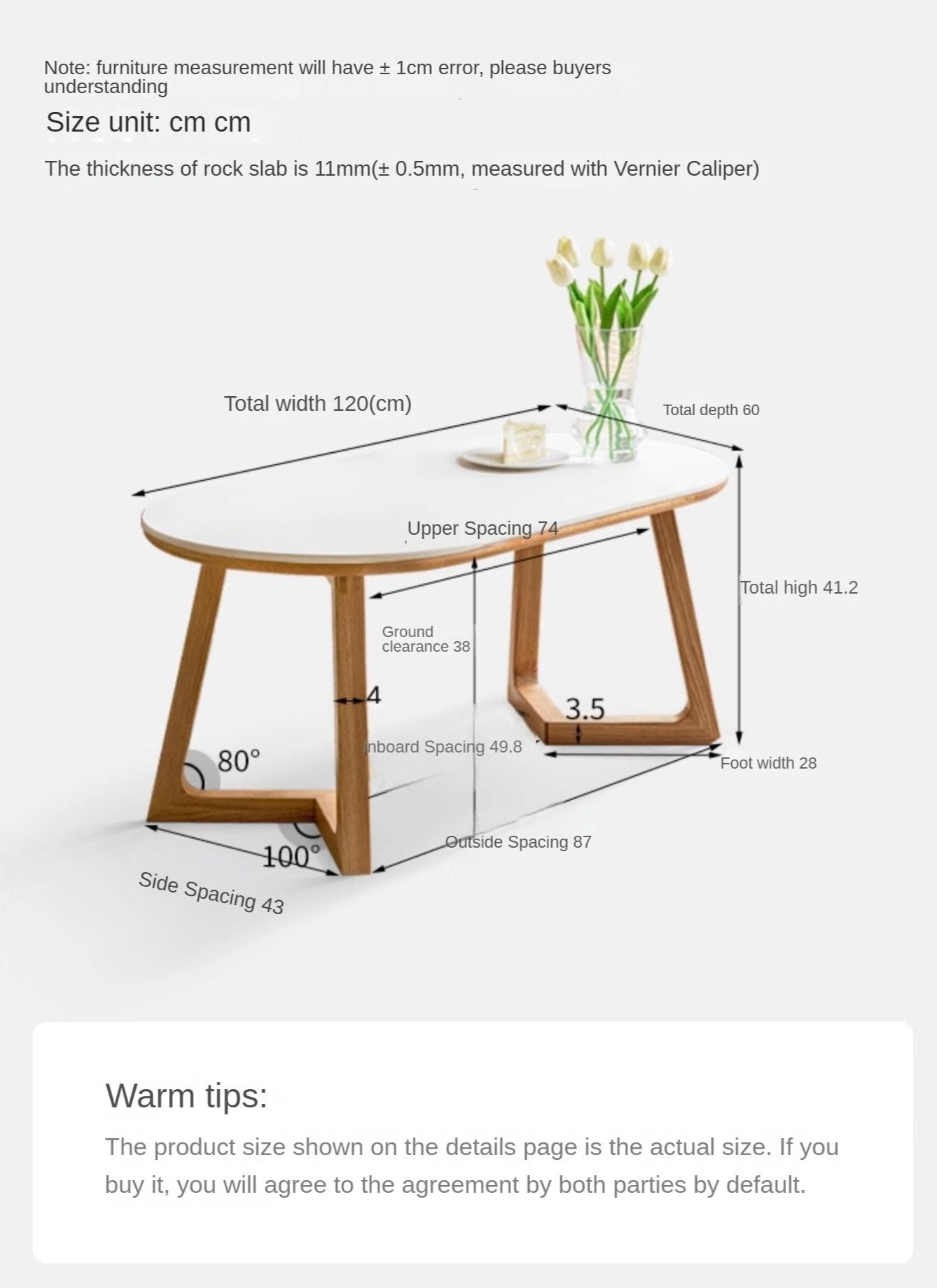 Oak Solid Wood Coffee Table Modern Slate