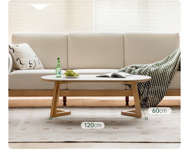 Oak Solid Wood Coffee Table Modern Slate