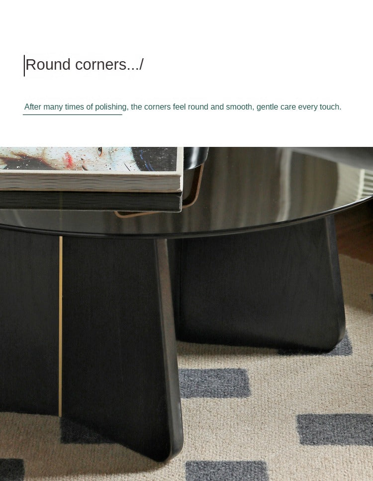 Oak Solid Wood Smoky Coffee Table Glass