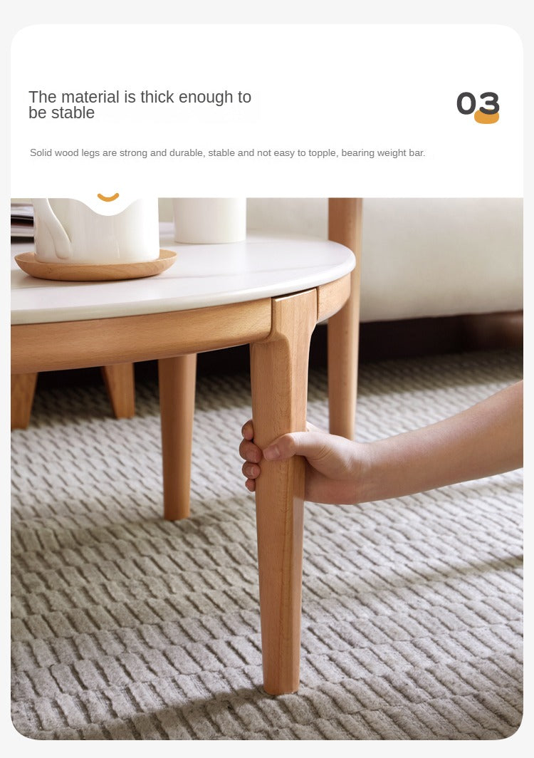 Beech Solid Wood Coffee Table Slate Side Table Combination