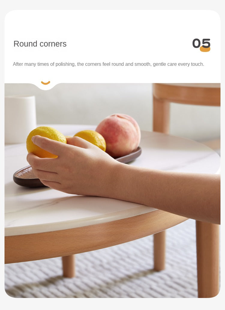 Beech Solid Wood Coffee Table Slate Side Table Combination