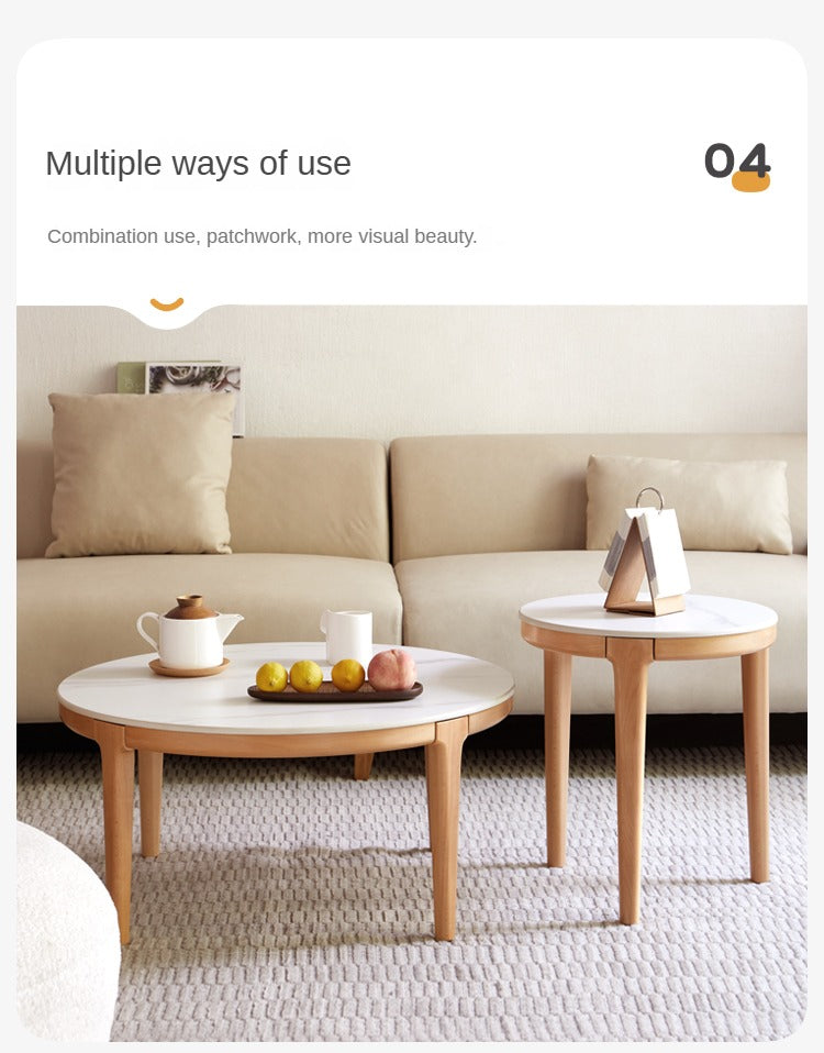 Beech Solid Wood Coffee Table Slate Side Table Combination
