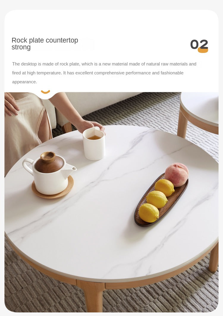 Beech Solid Wood Coffee Table Slate Side Table Combination