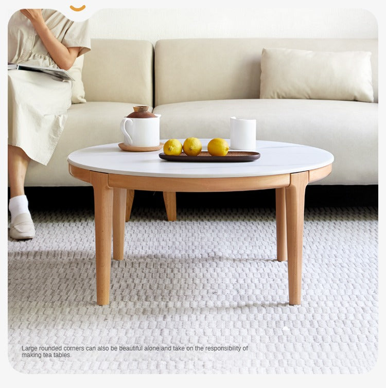 Beech Solid Wood Coffee Table Slate Side Table Combination