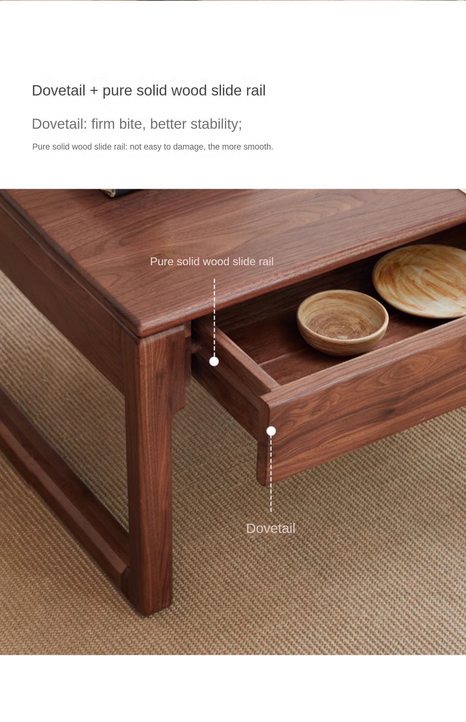 Ash, Black Walnut, Oak Solid Wood Coffee Table
