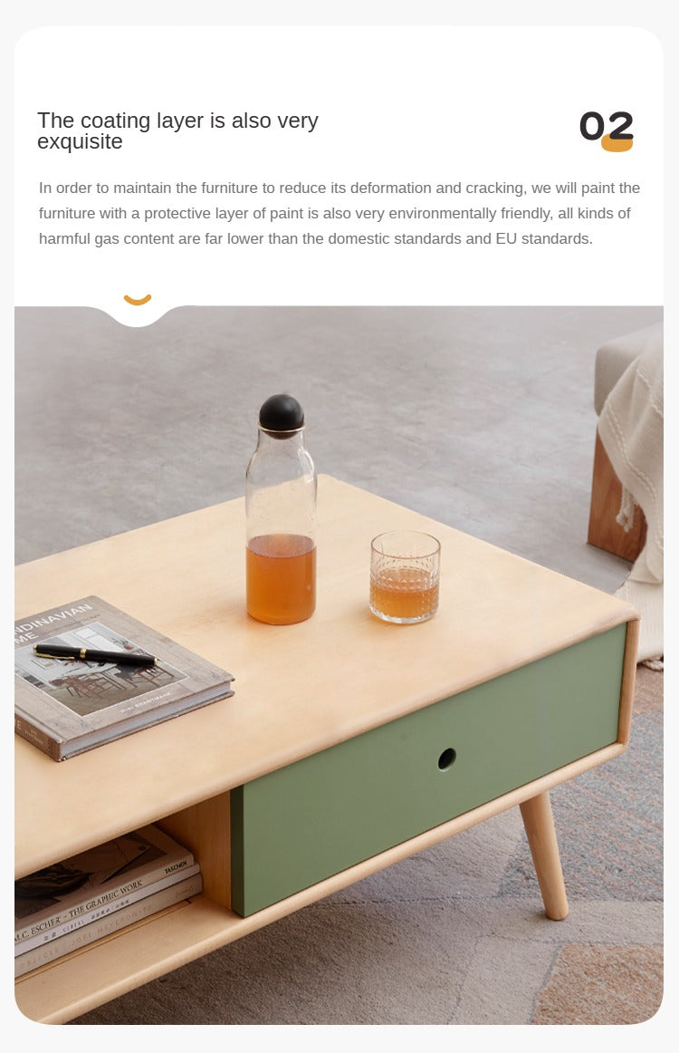 Beech Solid Wood Coffee Table Nordic Simple.