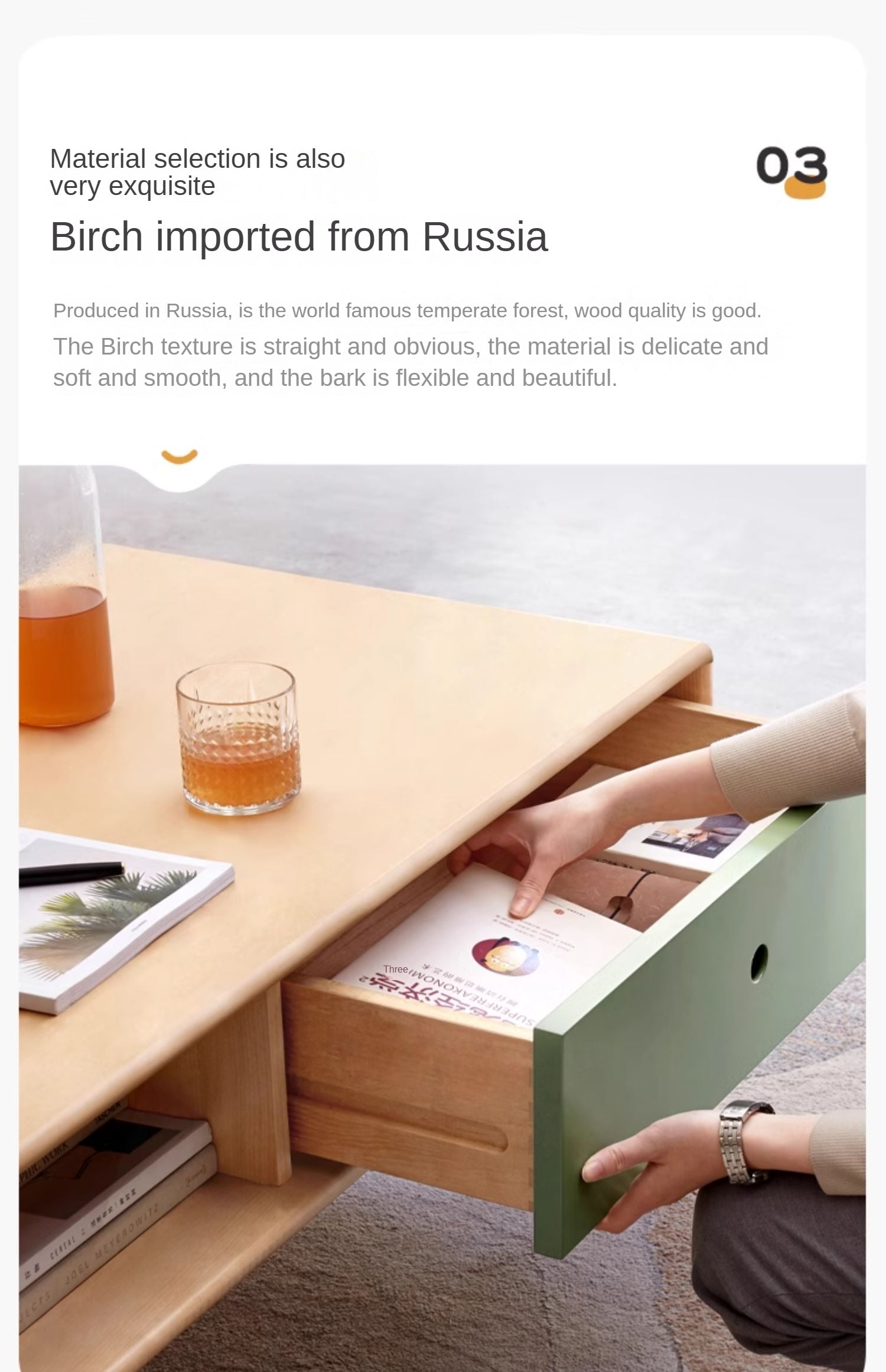 Beech Solid Wood Coffee Table Nordic Simple.