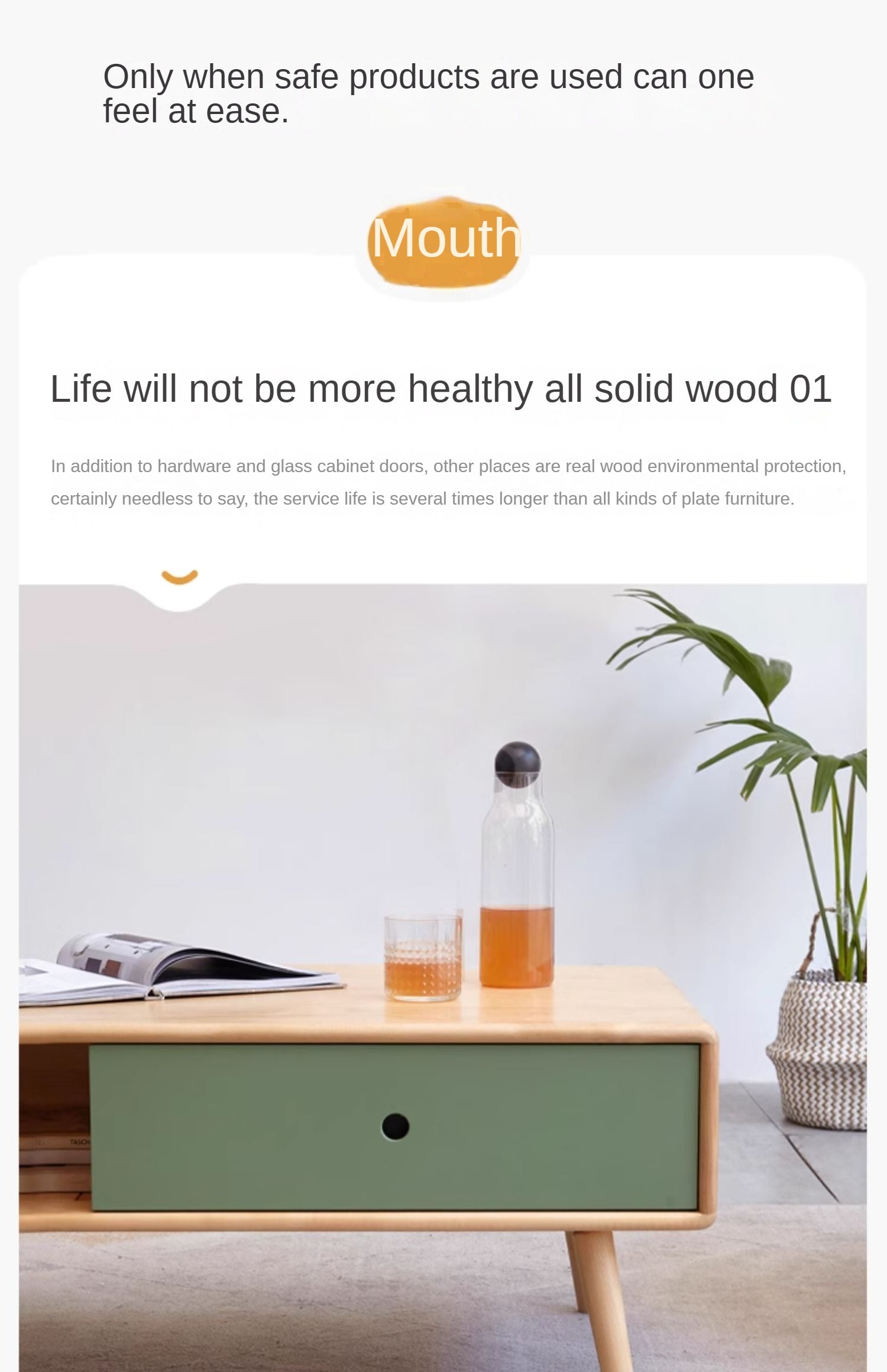 Beech Solid Wood Coffee Table Nordic Simple.