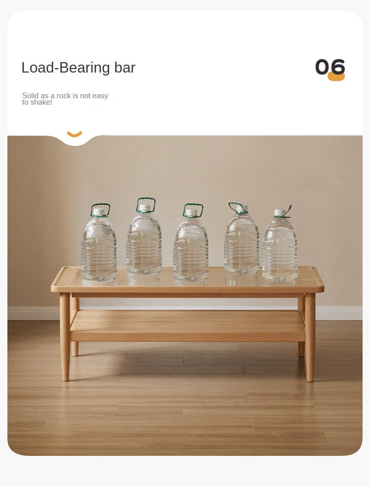 Beech Solid Wood Glass Coffee Table Nordic