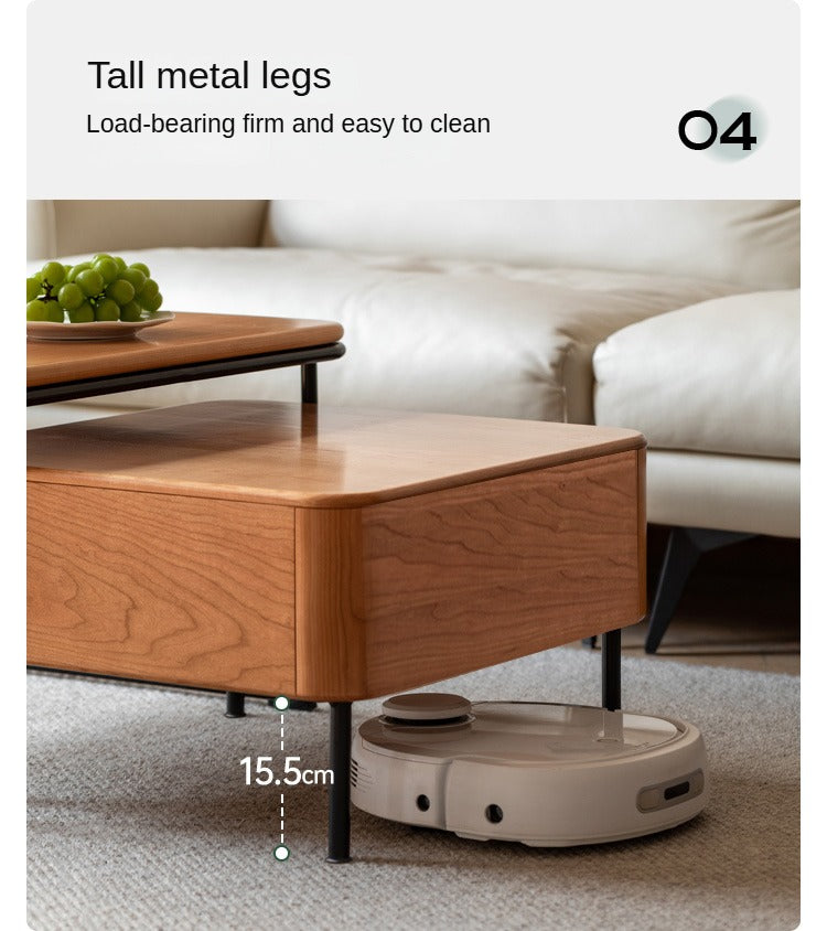 Cherry Solid Wood Combination Coffee Table Mid-Century Style