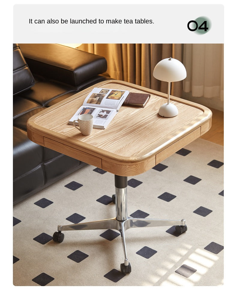 Oak Solid Wood Movable Square Lift Coffee Table