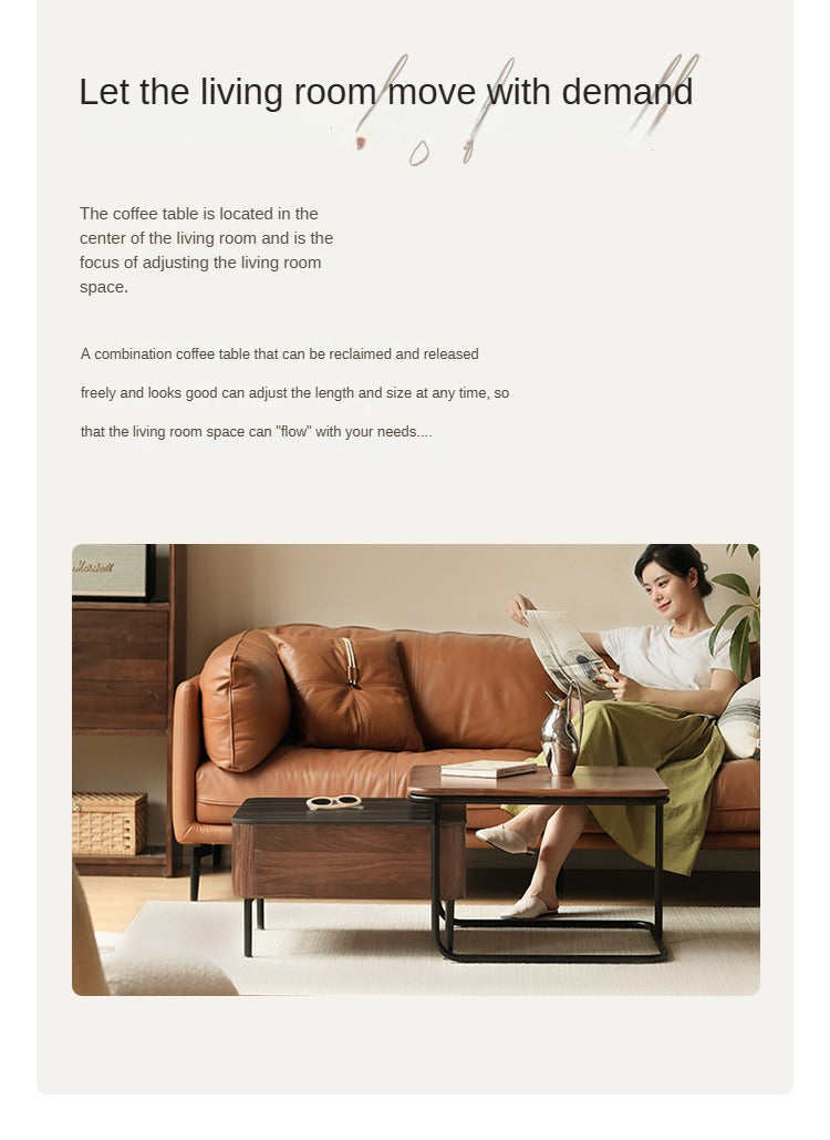 Sandalwood, Oak, Black Walnut Solid Wood Slate Top Coffee Table