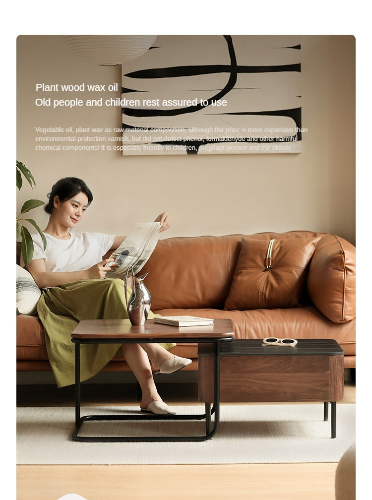 Sandalwood, Oak, Black Walnut Solid Wood Slate Top Coffee Table