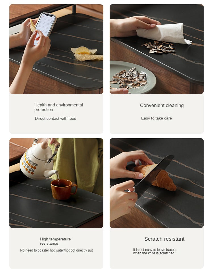 Sandalwood, Oak, Black Walnut Solid Wood Slate Top Coffee Table