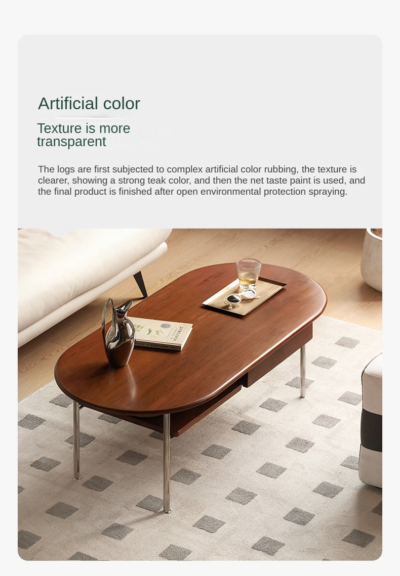 Poplar Solid Wood French Retro Small Storage Coffee Table