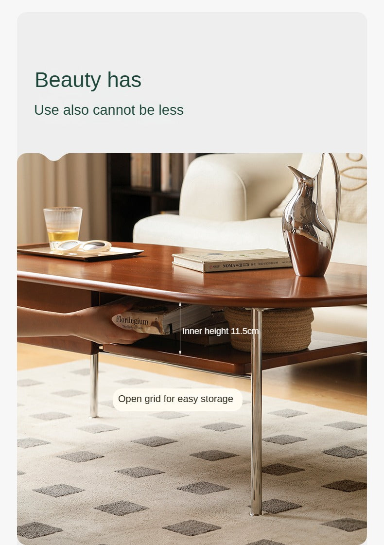 Poplar Solid Wood French Retro Small Storage Coffee Table