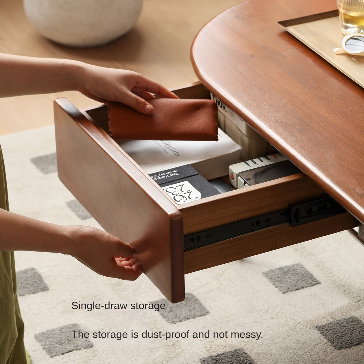 Poplar Solid Wood French Retro Small Storage Coffee Table