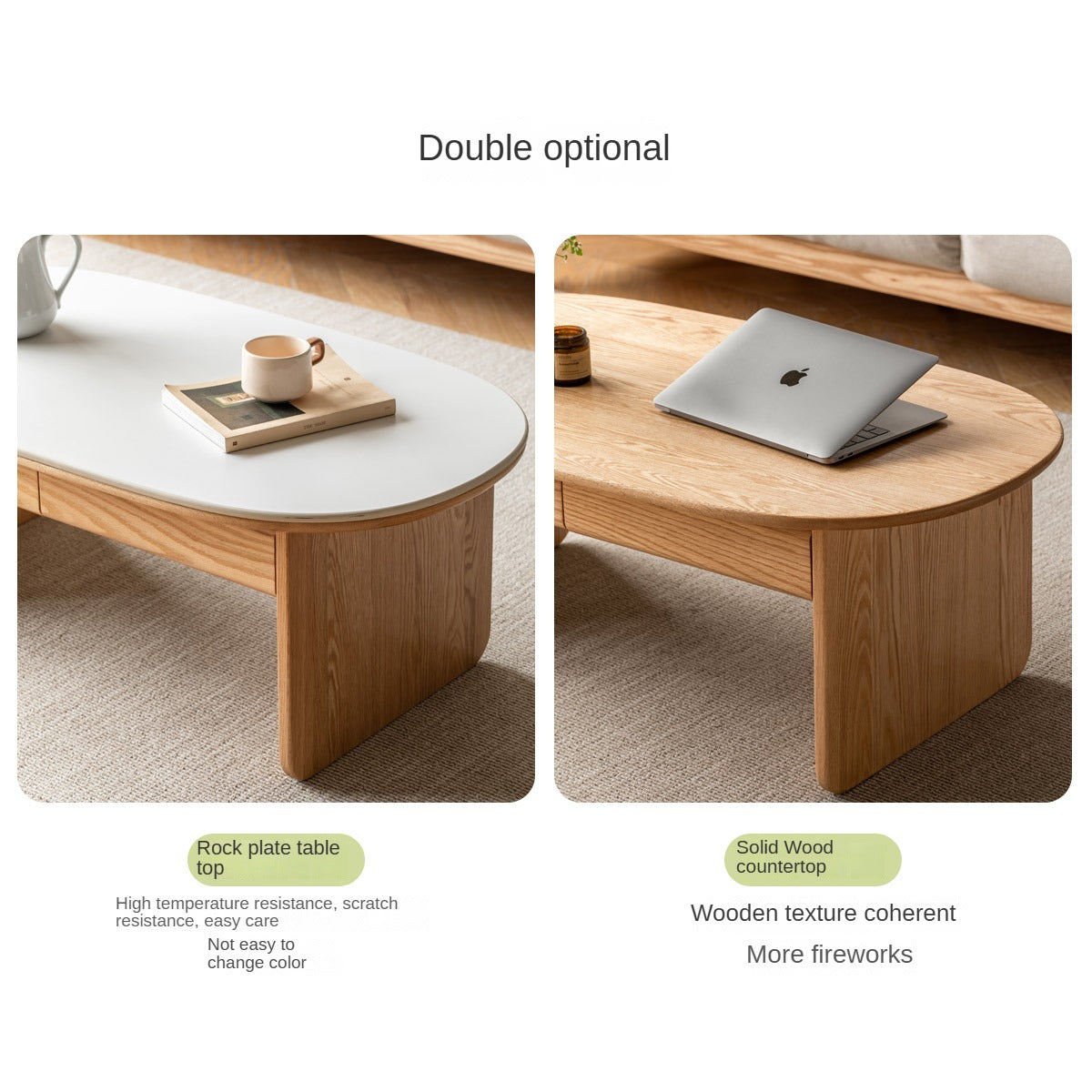 Oak, Beech Solid Wood Storage Coffee Table