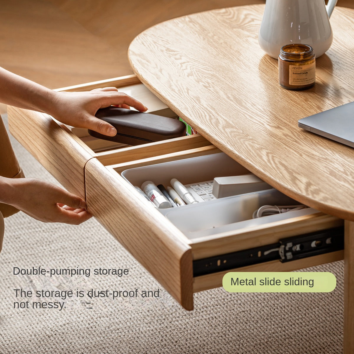 Oak, Beech Solid Wood Storage Coffee Table