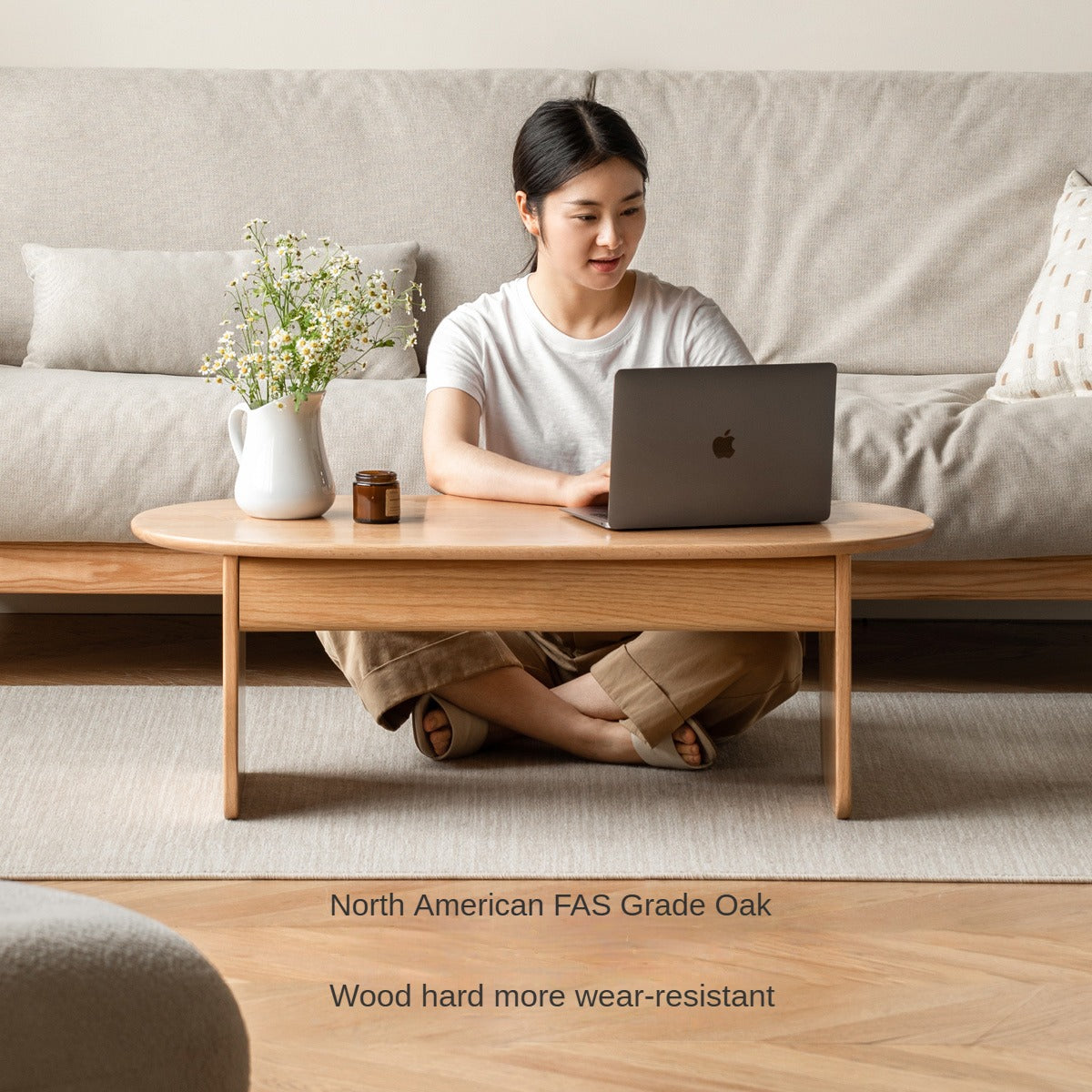 Oak, Beech Solid Wood Storage Coffee Table