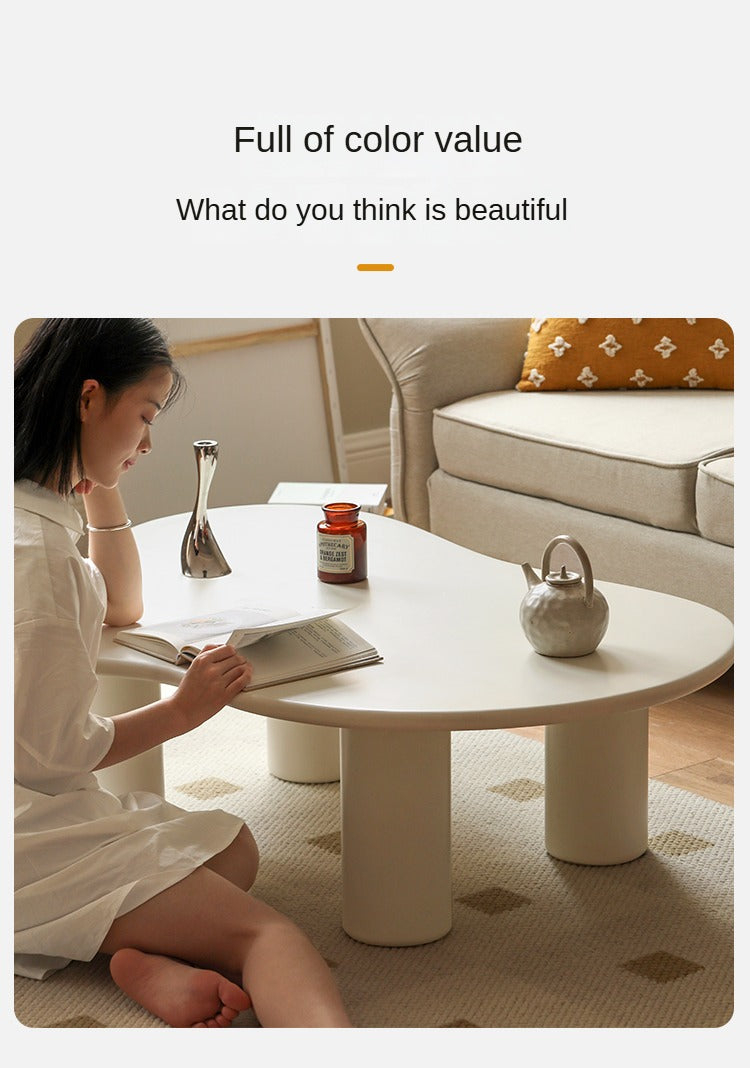 Rubber Solid Wood Creamy Cloud Coffee Table