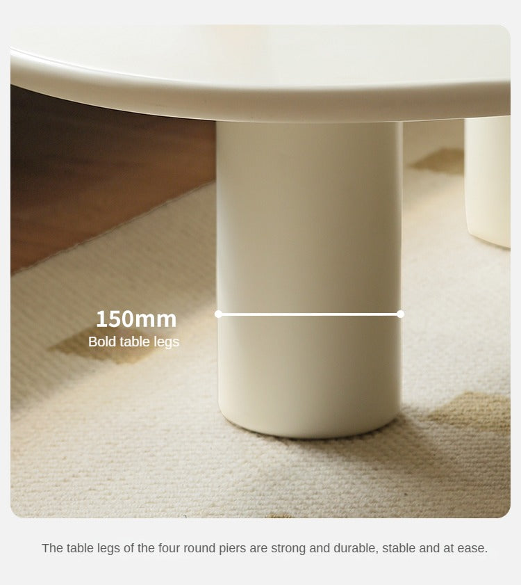 Rubber Solid Wood Creamy Cloud Coffee Table